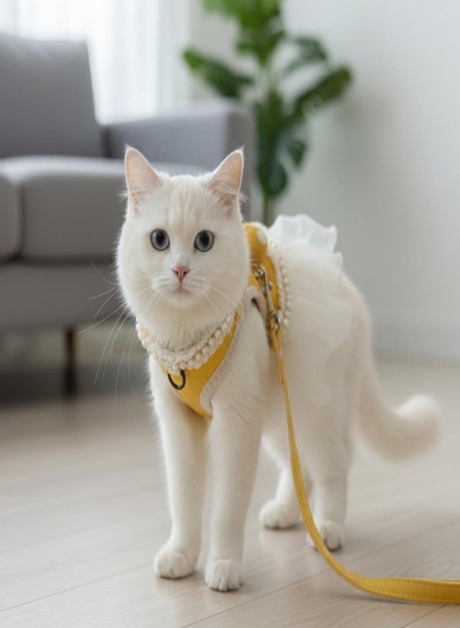 PET FUN Luxury Cat Harness and Leash Set - Soft Mesh Vest for Kittens, Small Cats, and Puppies - Elegant No-Pull Pet Apparel with 10mm Nylon Leash Set of 1 - Image 5
